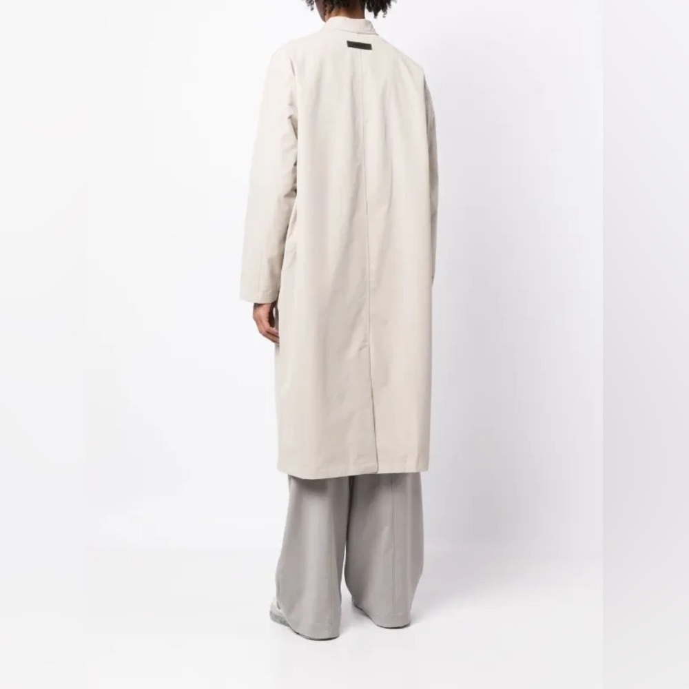 Feat of God ESSENTIALS Cream Cotton Blend Long Mid Length Trench Coat Size Large - Picture 2 of 9